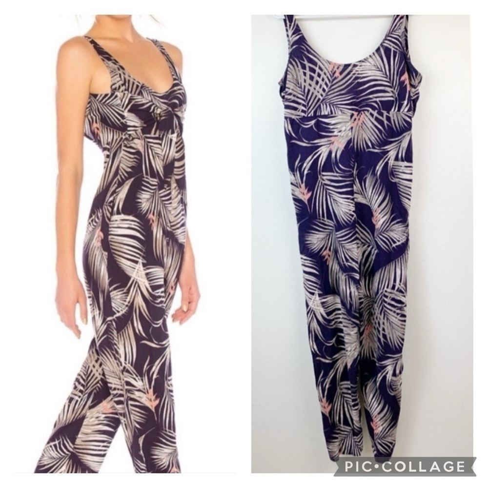 Tavik + woman’s tropical palm print romper tie waist crop leg, altered fits S/M